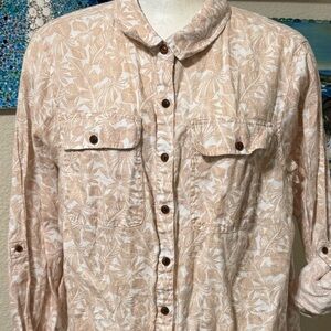 Lands' End Women's Cream Button Down Shirt